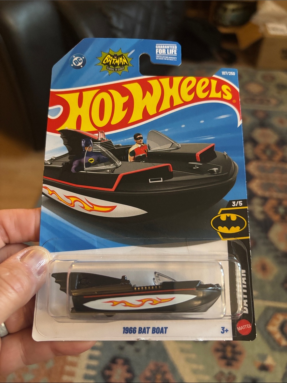 Hot Wheels 1966 Bat Boat Toy - Black with Red & White Accents